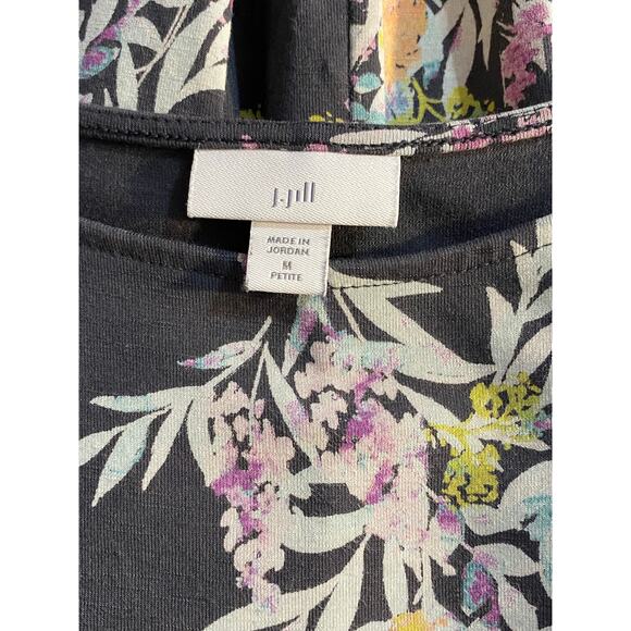 J.JILL Gray Tropical Floral Maxi Tank Dress MEDIUM PETITE Pockets Stretch Resort - Picture 5 of 6